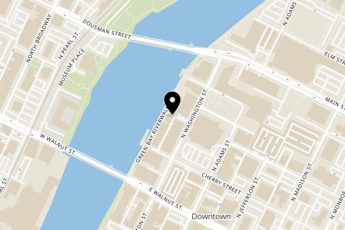 Map showing the location of The Creamery Downtown on 114 Pine St in Green Bay